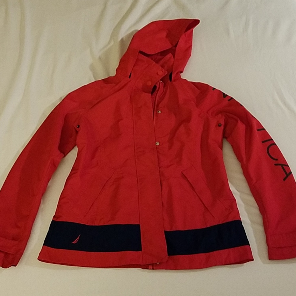 Red and Navy Nautica Rain Jacket